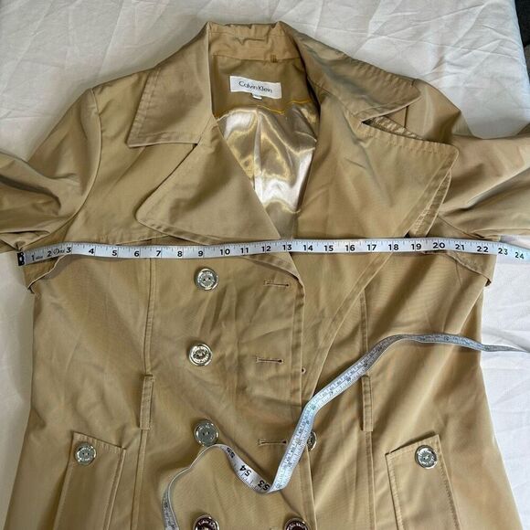 Calvin Klein Double Breasted Tan Car Coat Womens Large Outdoor Preppy Modern - Picture 6 of 10